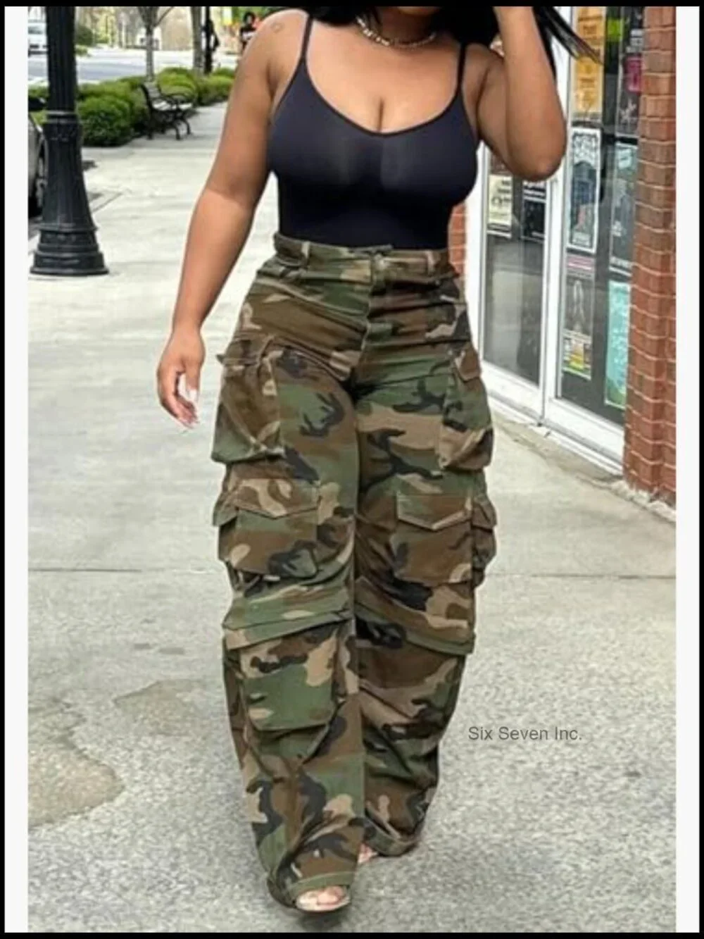 Baggy Cargo Jeans Wide Leg High Waisted Denim Pants Plus Size Camouflage Jean